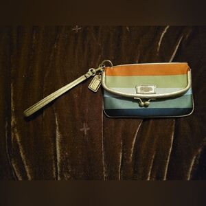 Coach Multi-Striped Wristlet Clutch